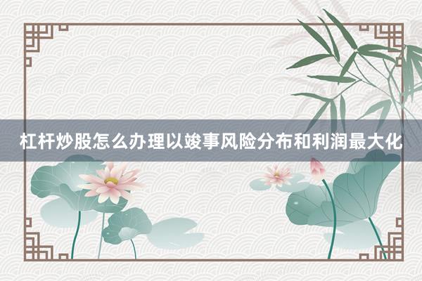 杠杆炒股怎么办理以竣事风险分布和利润最大化