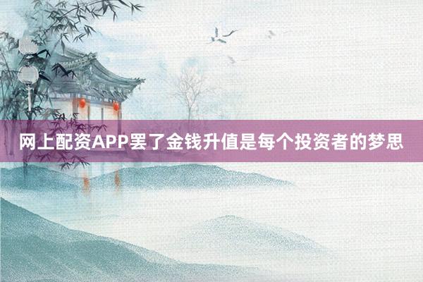 网上配资APP罢了金钱升值是每个投资者的梦思