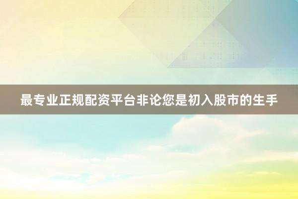 最专业正规配资平台非论您是初入股市的生手
