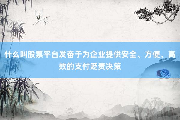 什么叫股票平台发奋于为企业提供安全、方便、高效的支付贬责决策