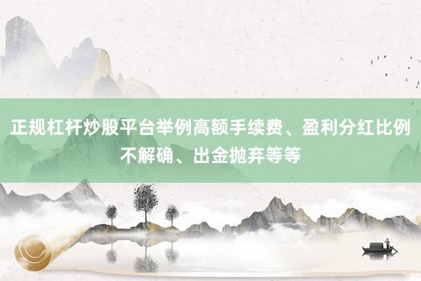 正规杠杆炒股平台举例高额手续费、盈利分红比例不解确、出金抛弃等等