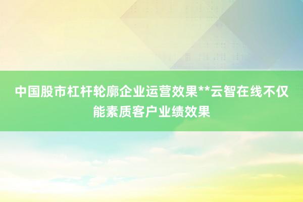 中国股市杠杆轮廓企业运营效果**云智在线不仅能素质客户业绩效果