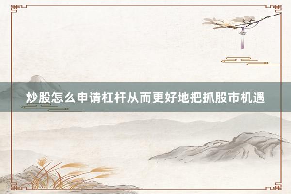 炒股怎么申请杠杆从而更好地把抓股市机遇