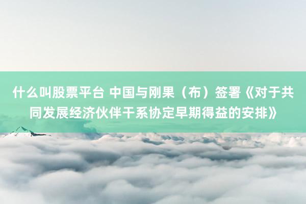 什么叫股票平台 中国与刚果（布）签署《对于共同发展经济伙伴干系协定早期得益的安排》