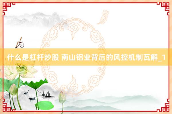 什么是杠杆炒股 南山铝业背后的风控机制瓦解_1